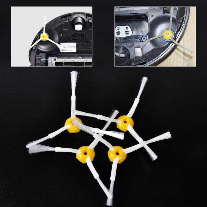 4Pcs Replacement 3-Armed Side Brushes for iRobot Roomba 500/600/700 560 630 760 N4