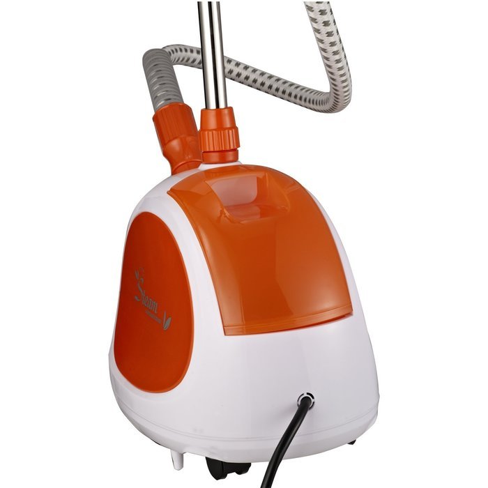 HomCom 40 Ounce Adjustable Upright Fabric Garment Steamer - Orange N6