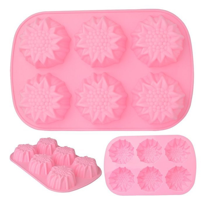 EVTECH(TM) 6 Cavity Sunflower Style Silicone Gel Non Stick Cake Bread Mousse Biscuit Ice Pudding Mold Chocolate... N6