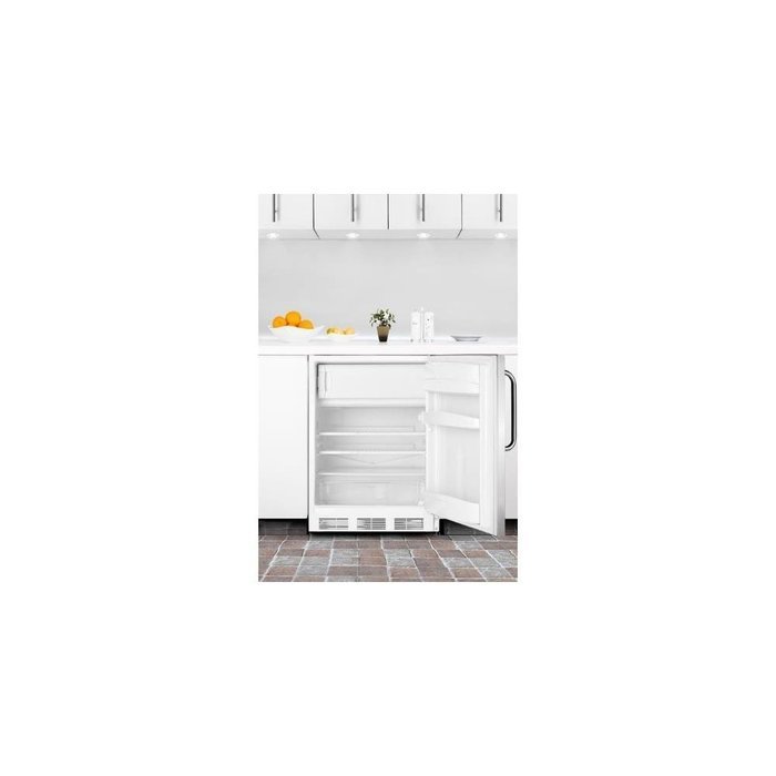 Summit CT66LBISSTBADA: ADA compliant built-in refrigerator-freezer with lock, white cabinet, stainless steel wrapped... N2