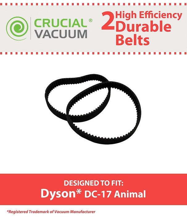 2 Dyson DC17 Animal Belts (8MM), Replaces Dyson Vacuum Part# 911710-01, Designed & Engineered by Crucial Vacuum