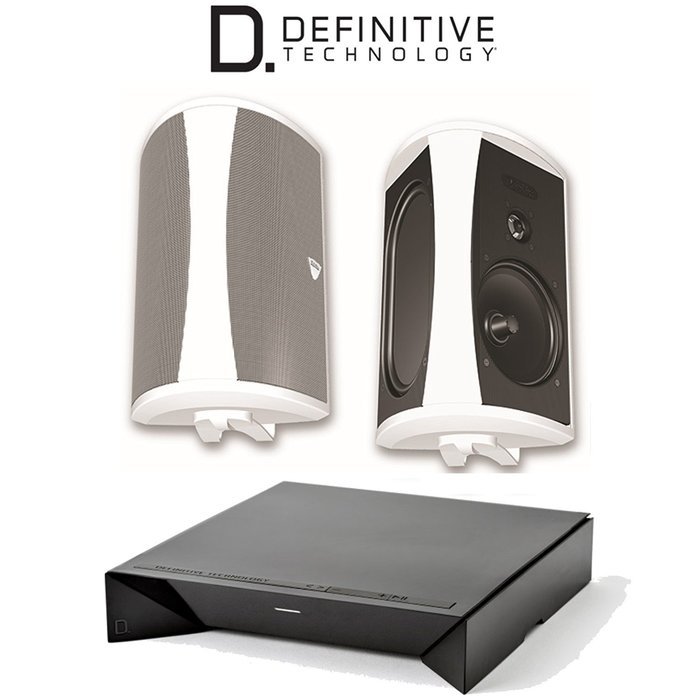 Definitive Technology W Adapt + AW 6500 All-Weather Outdoor Speakers Bundle (Pair, White)