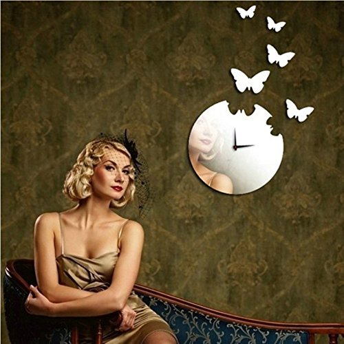 EverTrust(TM) new arrival special offer led wall clock 3d diy Acrylic mirror fashion home decoration butterfly... N2