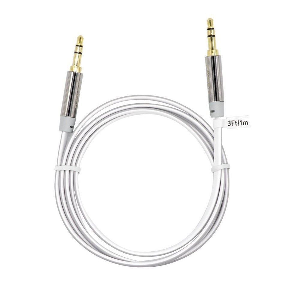 Flat Tangle Free Aux Cable (3 Pack) - 3.5 mm Auxiliary Audio Cable (3ft/6ft/10ft) - Gold Plated Connectors with... N11