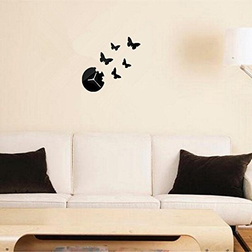 EverTrust(TM) new arrival special offer led wall clock 3d diy Acrylic mirror fashion home decoration butterfly... N3
