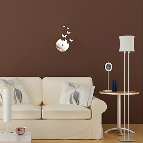 EverTrust(TM) new arrival special offer led wall clock 3d diy Acrylic mirror fashion home decoration butterfly... N4