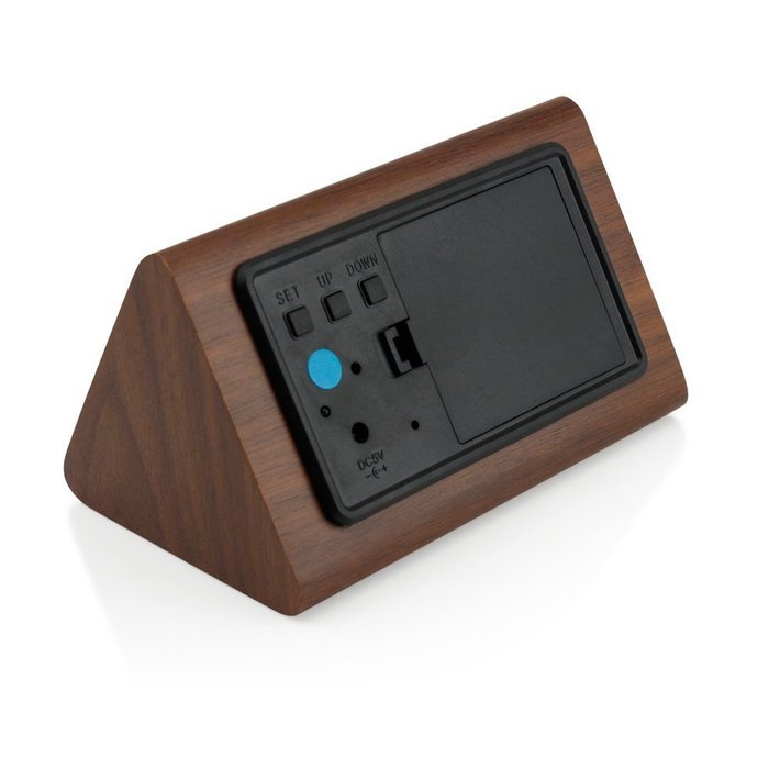 GEARONIC TM Modern Triangle Wood LED Wooden Alarm Digital Desk Clock Thermometer Classical Timer Calendar Updated... N8