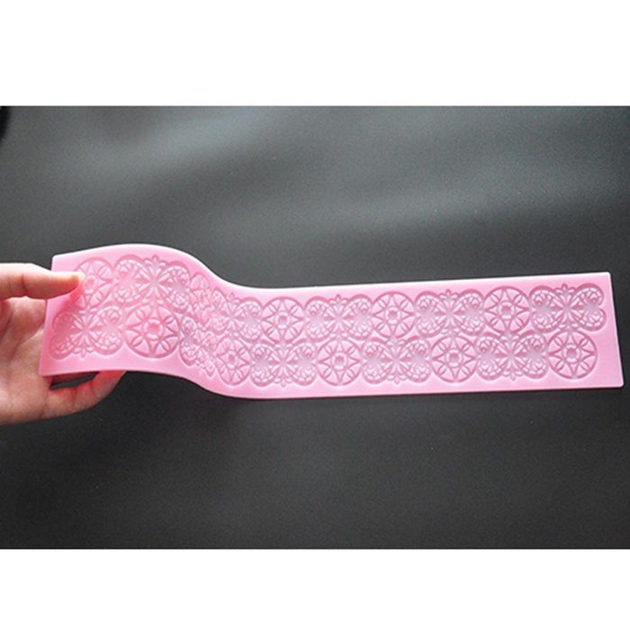 FOUR-C Decorating Supplies Impression Lace Pad Silicone Mat for Cake Making Color Pink N4