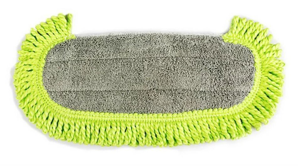 Vacuum Mophead Nozzle with Green Microfiber Dust Fringe Pad And Brush Bent in All Directions N2