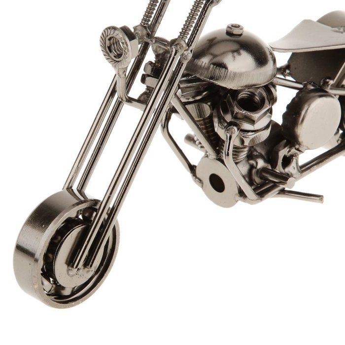 Handmade Wrought Iron Motorcycle Model Bronze Black#3 - Black N16