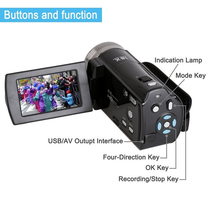 Camera Camcorders, Besteker Portable Digital Video Camcorder HD Max. 16.0 Megapixels 1280*720P DV 2.7 Inches TFT... N20