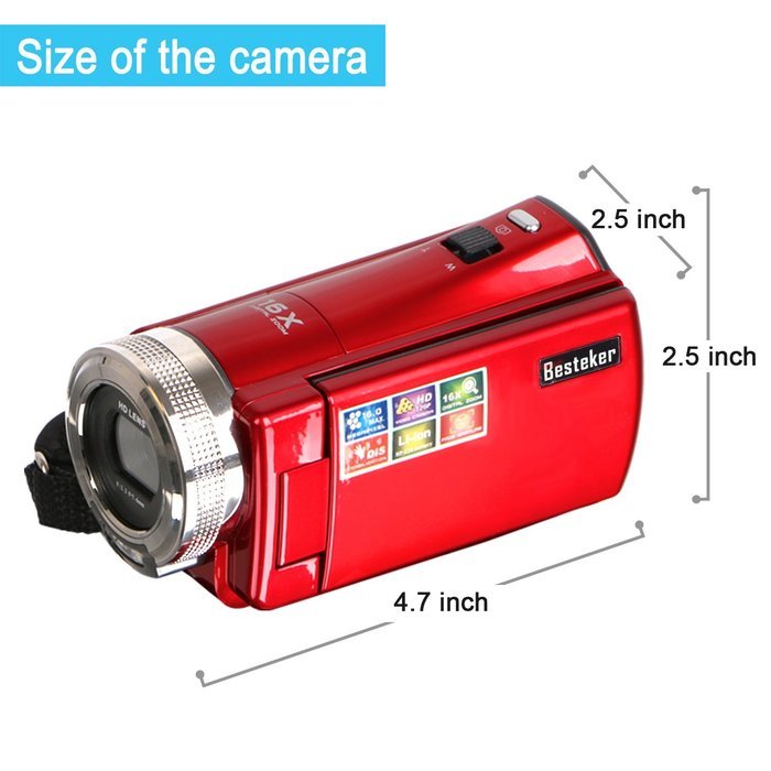 Camera Camcorders, Besteker Portable Digital Video Camcorder HD Max. 16.0 Megapixels 1280*720P DV 2.7 Inches TFT... N24