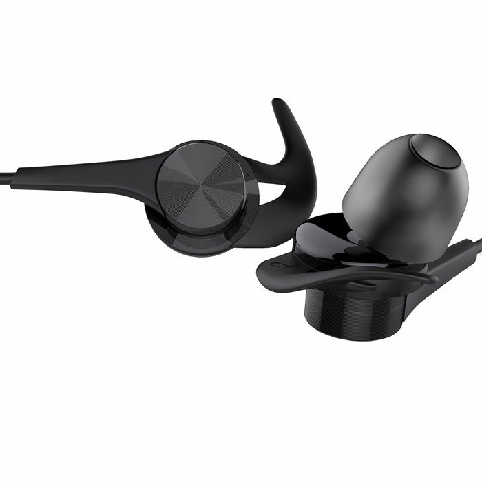 Vomach Earhook Headphones In Ear Earbuds for Running Wired Earphones with Mic Cable Clip Included Black N4
