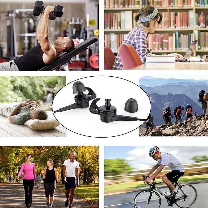 Vomach Earhook Headphones In Ear Earbuds for Running Wired Earphones with Mic Cable Clip Included Black N7