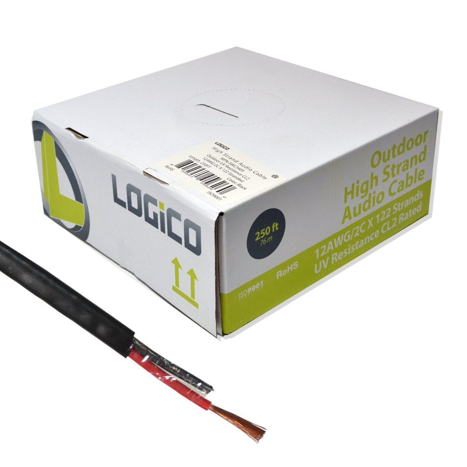 Outdoor Speaker Wire Direct Burial 12 AWG - 2c Black