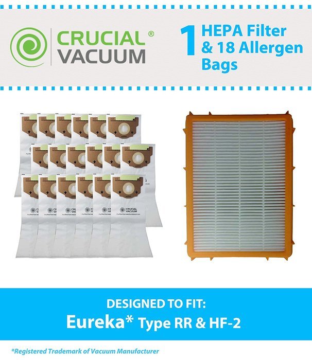 18 Eureka Style RR Allergen Vacuum Bags + 1 HF2 HEPA style Filter Fit Eureka 4800 Series Upright Vacums, Compare... N2