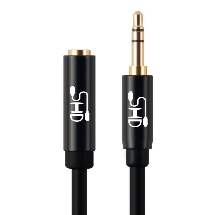Super HD 3.5mm Aux Stereo Audio Extension Cable Slim Male to Female Type 24K Gold Plated Step Down Design Metal... N7