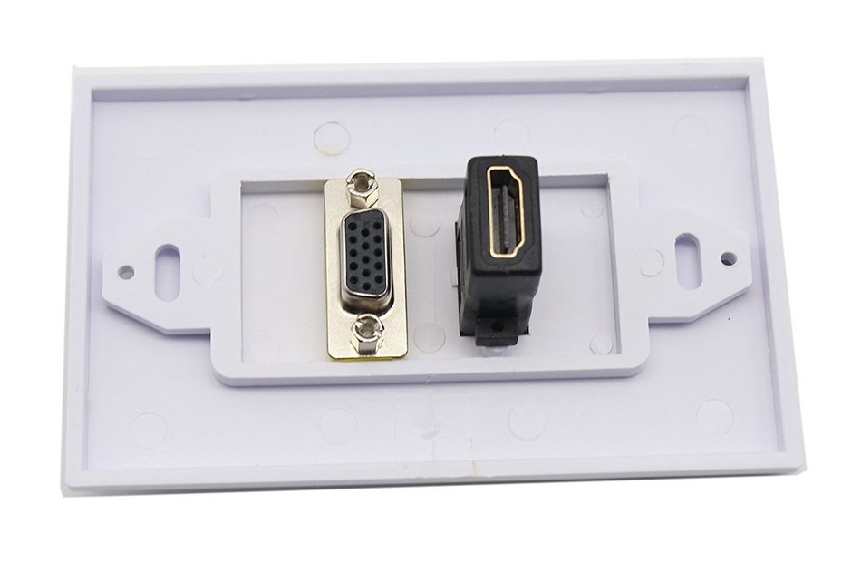 Lemeng New design Gold plated HDMI VGA Component Composite Audio Video Wall Face Plate Panel-White
