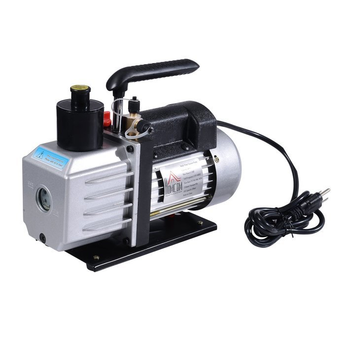 HomCom Single Stage 7 CFM Rotary Vane Vacuum Pump - Black/Silver N6