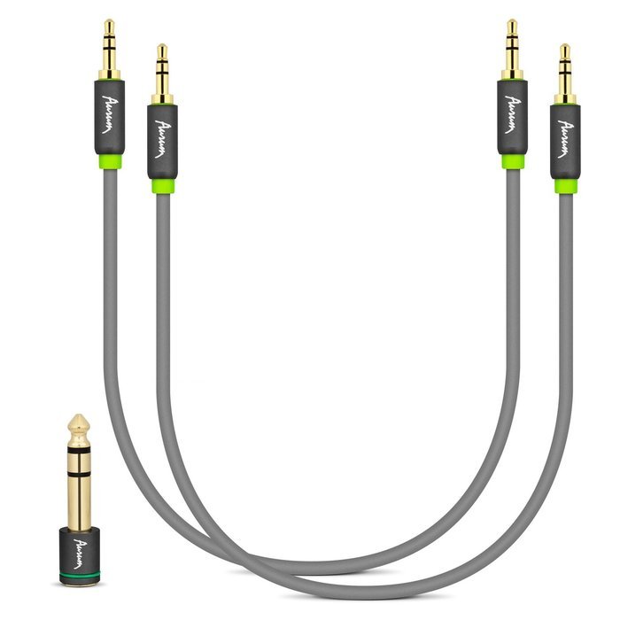 Aurum Cables Male to Male 3.5mm Universal 24K Gold Plated Auxiliary Audio Stereo Cable with 4 6.35mm Male to 3.5mm... N18