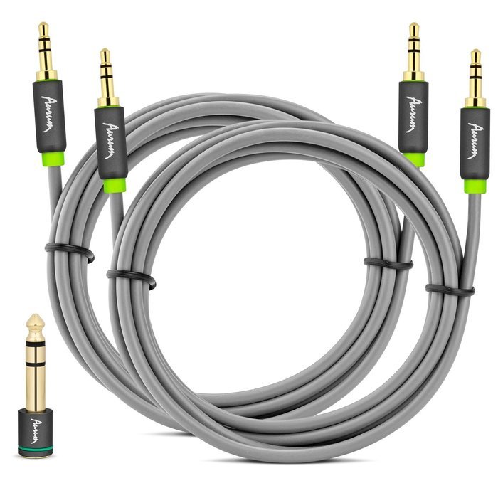 Aurum Cables Male to Male 3.5mm Universal 24K Gold Plated Auxiliary Audio Stereo Cable with 4 6.35mm Male to 3.5mm... N19