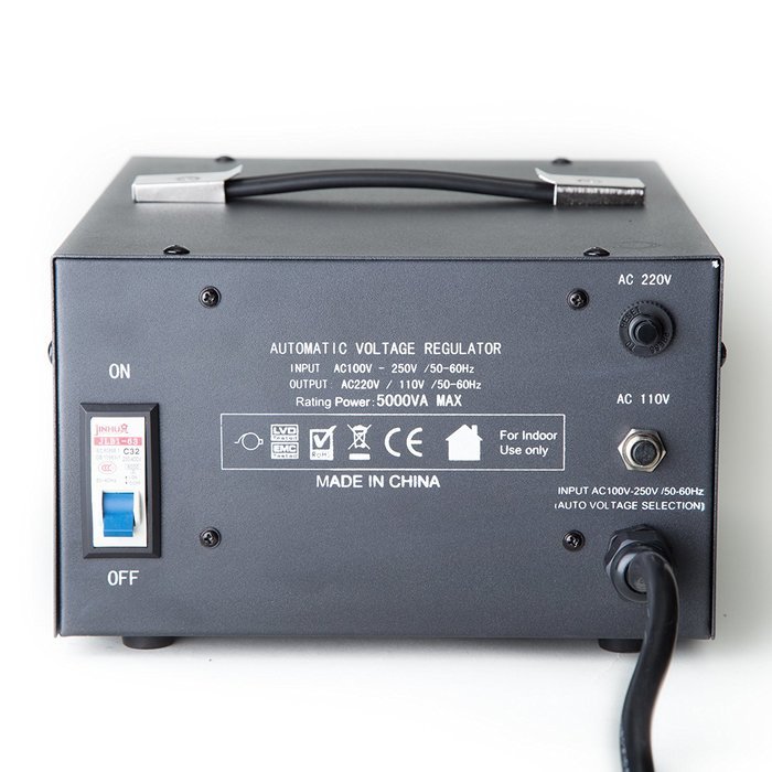 ELC TR-5000 5000 Watt Voltage Regulator with Transformer - Step Up/Down - 110V/220V - Circuit Breaker Protection