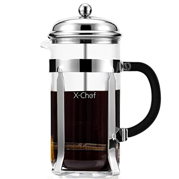 French Press, X-Chef 1000ml Heat Resistant Glass Coffee Press Tea Maker Pot with Stainless Steel Holder, Cozy...