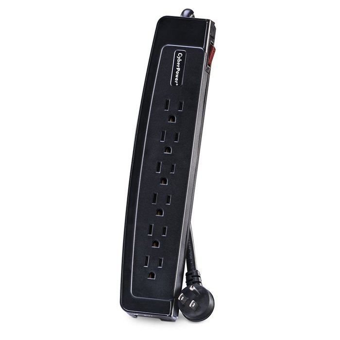 CyberPower CSP606T Surge Protector 6-Outlets 6-Ft Cord and TEL Protection 1350 Joules N2