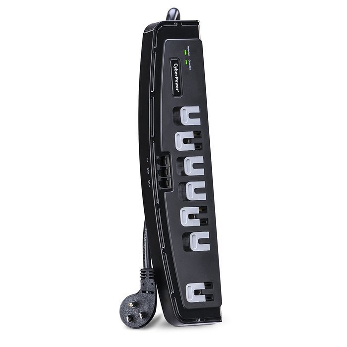 CyberPower CSP606T Surge Protector 6-Outlets 6-Ft Cord and TEL Protection 1350 Joules N3