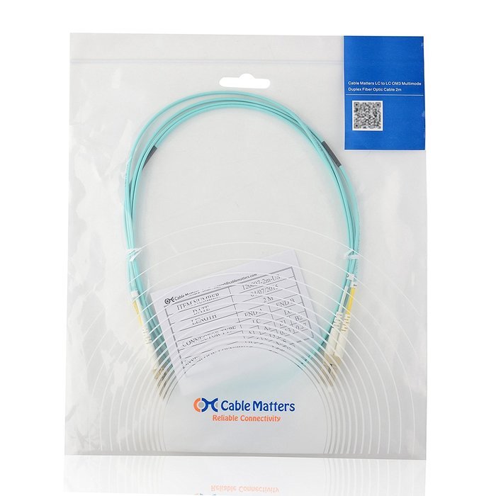 Cable Matters 10Gb 40Gb Multimode OM3 Duplex 50/125 OFNP Fiber Patch Cable LC to LC - 10m N31