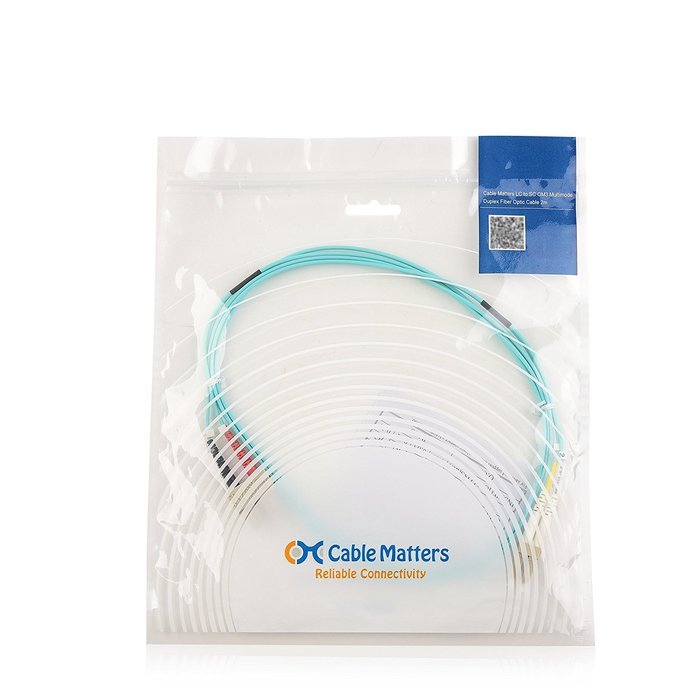 Cable Matters 10Gb 40Gb Multimode OM3 Duplex 50/125 OFNP Fiber Patch Cable LC to LC - 10m N34