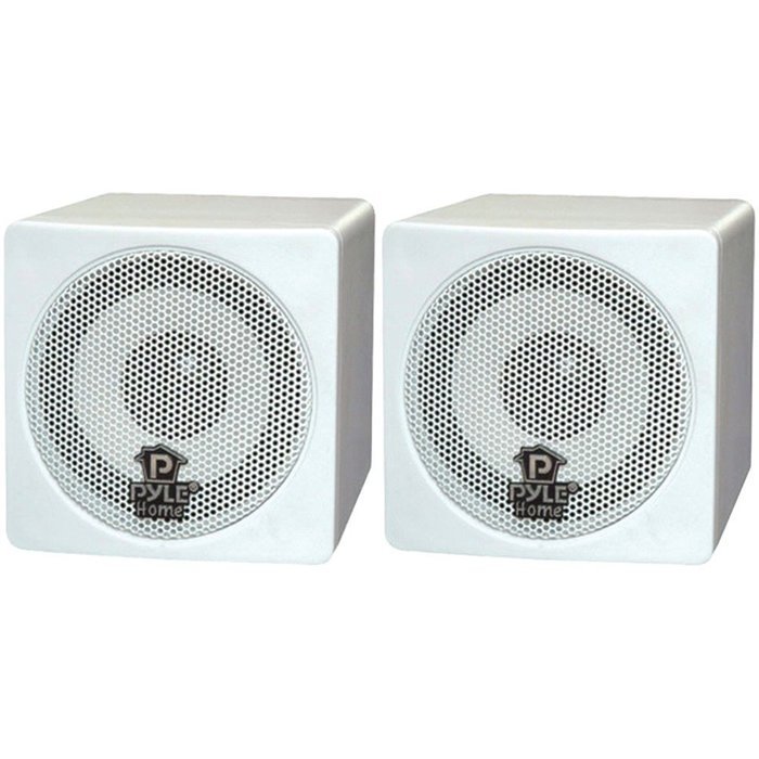 PYLE HOME PCB3WT 3" 100-Watt Mini-Cube Bookshelf Speakers (White)