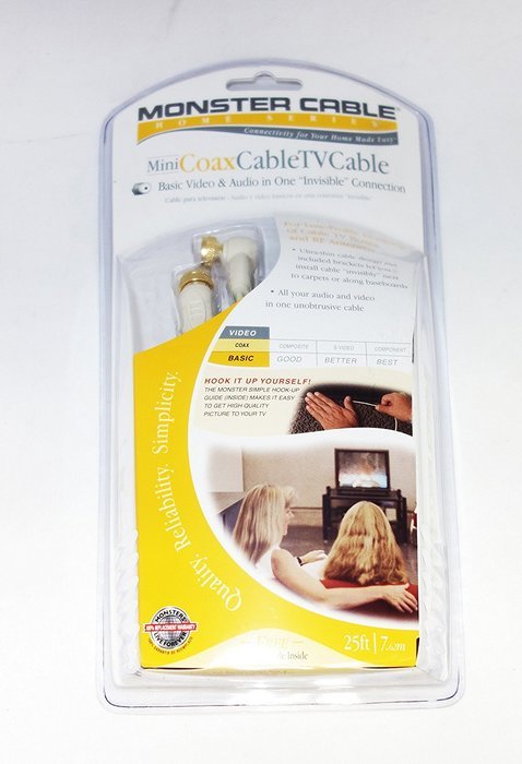 Monster Low-Profile Right Angle Mini Coax Cable TV Cable - 25 Foot