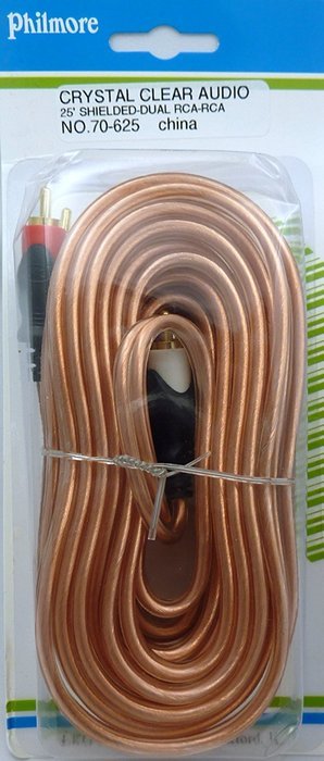 Philmore Premium 25-ft Crystal Clear Shielded Audio Cable with Dual Gold Plated RCA Plugs on Each End N4