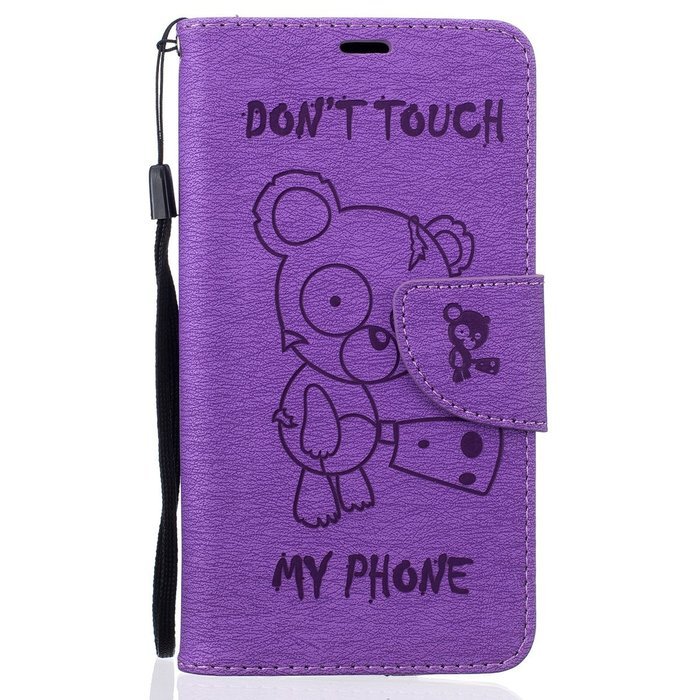 LG K10 Case, LG K10 Wallet Case,PHEZEN Cute Bear Don't Touch My Phone Design PU Leather Wallet Case Stand Flip... N166