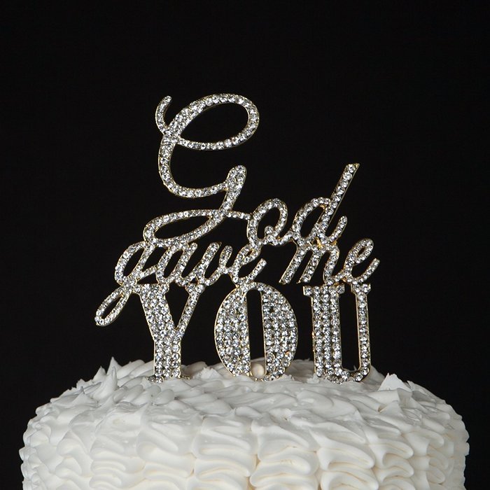 God Gave Me You Cake Topper for Wedding or Anniversary, Gold Party Decoration N2