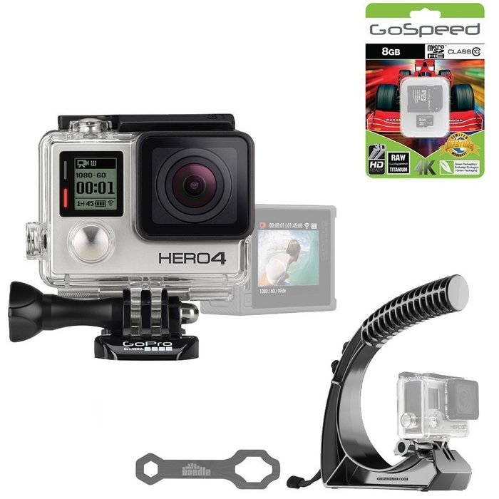GoPro Hero4 Hero 4 12MP Full HD 4K 15fps 1080p 60fps Built-In Wi-Fi Waterproof Wearable Camera Silver Adventure... N21
