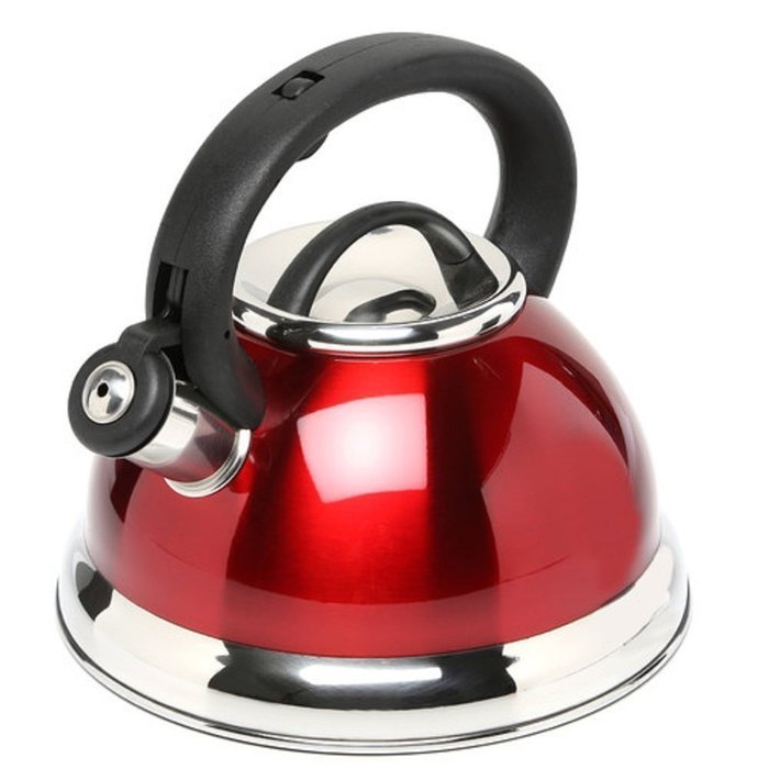 Metro Basics Stainless Steel Whistling Kettle with Capsulated Bottom 3 L - Metallic Red