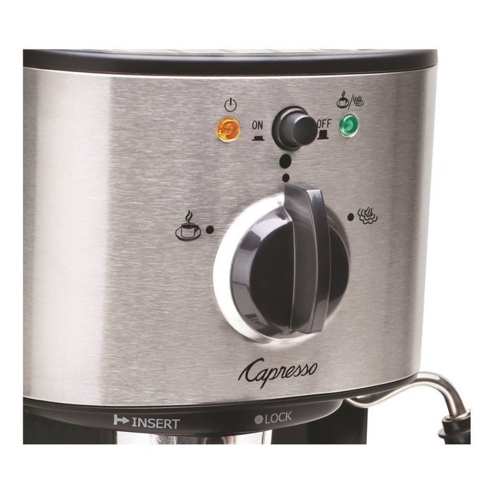 Capresso EC100 Pump Espresso and Cappuccino Machine Bundle with Milk Frother, Frothing Pitcher and Espresso Tamper