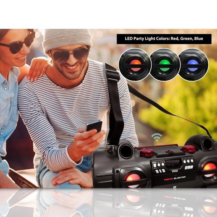 Pyle PBMSPG80 Party Blaster Boom Box, Bluetooth & NFC Wireless Streaming for Universal Devices