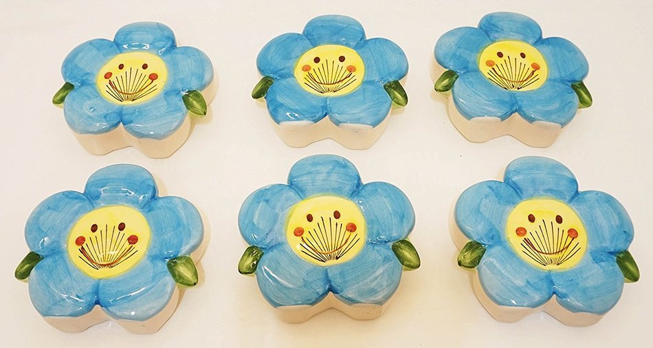 AD Trend "Italian Style" 27702 Radiators Humidifier, Ceramic, Light Blue Flower Shape (Pack of 6)