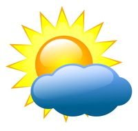 painted sun behind a blue cloud