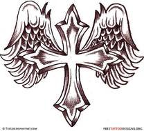 Crosses With Wings Tattoo
