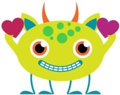 Colorful cartoon monster with the hearts clipart