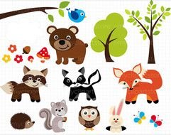Baby Woodland Animals Clip Art
