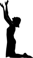 Woman Praying, black Silhouette