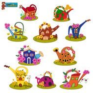 Can Watering Flowers Clip Art N5