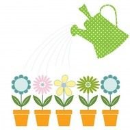 Can Watering Flowers Clip Art N6
