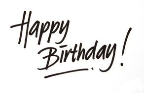 clipart of happy birthday, black hand writing at white background