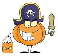 Colorful pumpkin pirate clipart